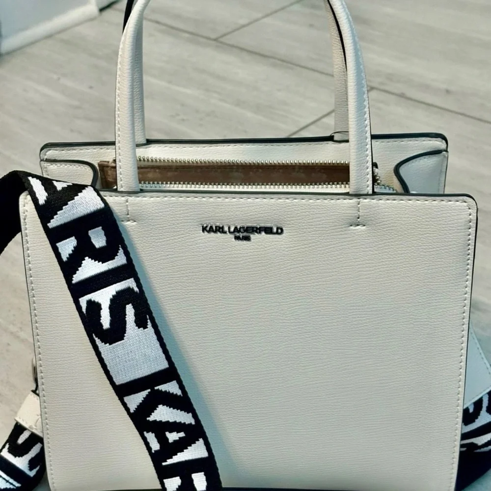 Karl Lagerfeld White Satchel with Black Strap - Picture 2 of 4